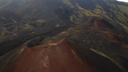 Aerial view of volcanic landscape