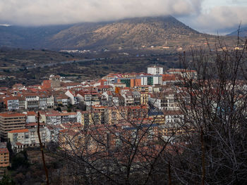 High angle view of townscape against sky