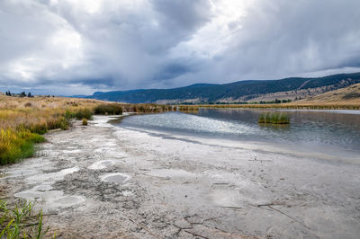 Scenic view of lake against sky