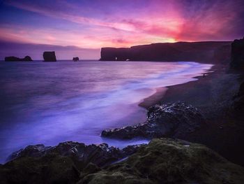 Scenic view of sea at sunset