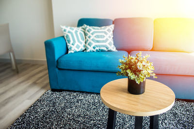 Empty chair on table at home