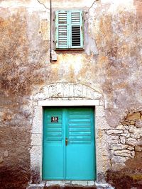 Closed door of house