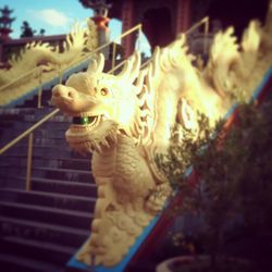 Close-up of carving on wall