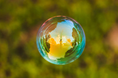Close-up of bubbles in glass