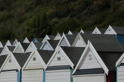 Row of houses by trees and buildings