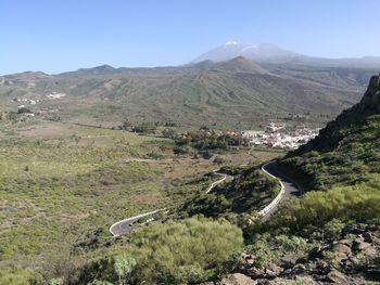 Scenic view of landscape against clear sky