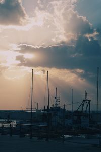 Sailboats moored at harbor during sunset, jaffa