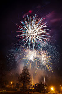 Firework display at night