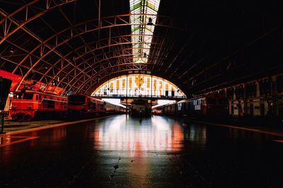 Illuminated railroad station