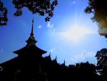 Low angle view of silhouette building against sky