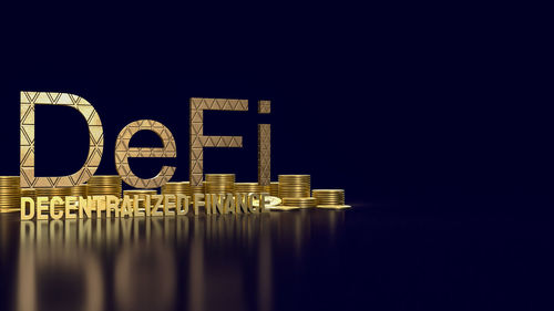 Close-up of illuminated text against black background