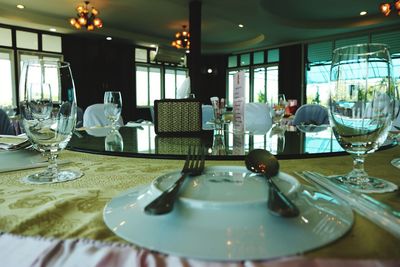 View of dining table in restaurant