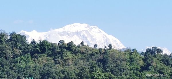 Scenic view of mountains against clear sky