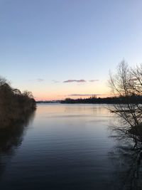 Scenic view of lake during sunset