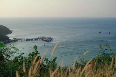 High angle view of sea against sky