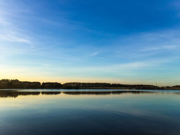 Scenic view of calm lake against sky