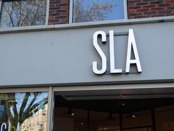 Low angle view of sign on building