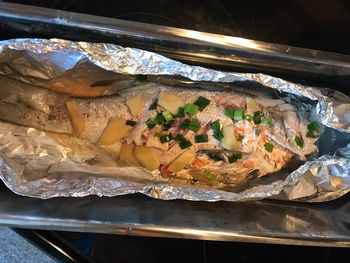 High angle view of ice cream in plate
