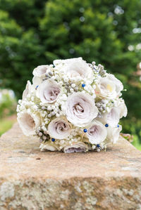 Close-up of white rose bouquet