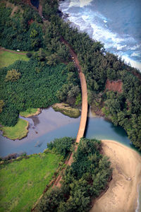 High angle view of bridge over river