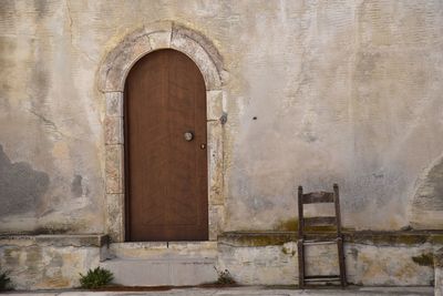 Closed door of old building