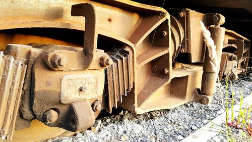 Close-up of abandoned vehicle