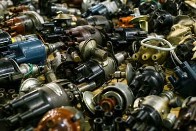 Full frame shot of machine parts in factory