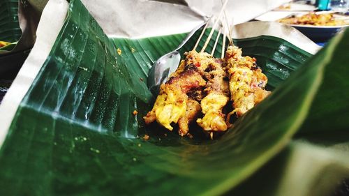 Close-up of food served on plate