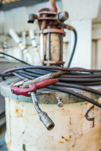 Close-up of rusty pipe