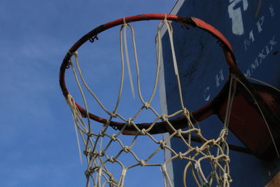 Low angle view of basketball hoop against sky