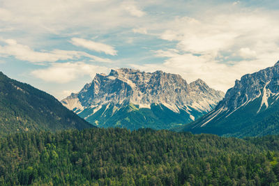 Scenic view of mountains against sky