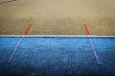 High angle view of soccer field