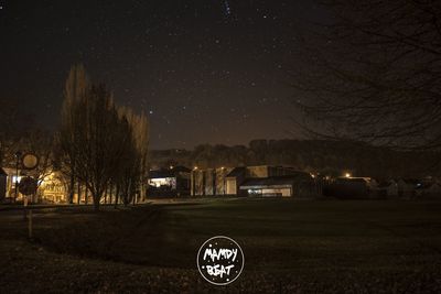 View of trees against sky at night