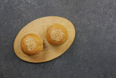 High angle view of bread on table