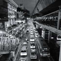 High angle view of traffic on road in city