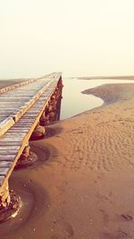 Scenic view of beach against clear sky