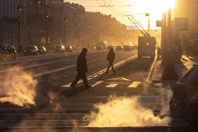 People walking on city street