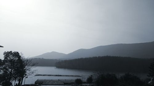 Scenic view of lake with mountains in background