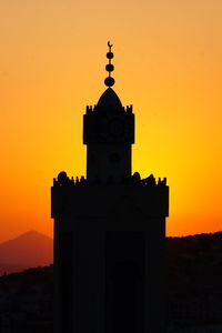 Silhouette of building against sky during sunset