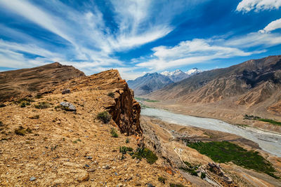 Aerial view of spiti valley and key gompa in himalayas