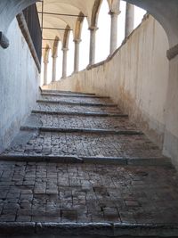 Low angle view of empty corridor