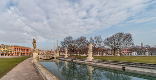 Prato della valle, square in the city of padua with the memmia island surrounded, italy