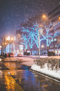 Illuminated city at night