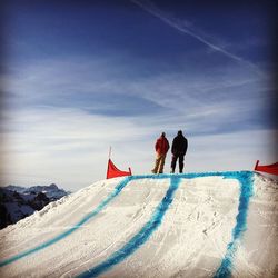 View of people on ski slope
