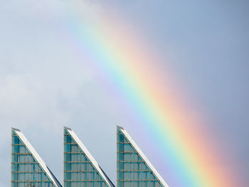 Low angle view of rainbow against sky