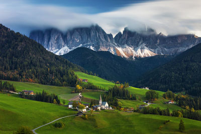 Scenic view of mountain village