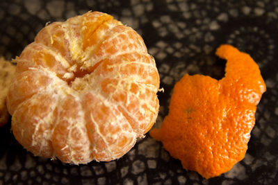 High angle view of orange slices