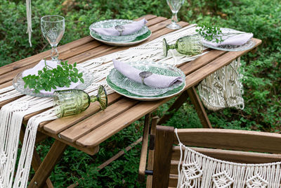 High angle view of food on table