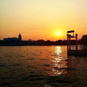 Scenic view of sunset over sea