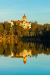 Reflection of building in lake
